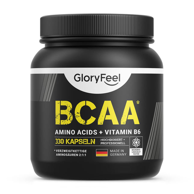 BCAA 330 kapsulas - neaizvietojamās aminoskābes leicīns, valīns un izoleicīns, kā arī B6 vitamīns - laboratorijā pārbaudītas un ražotas Vācijā bez piedevām