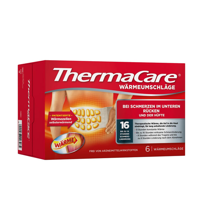 ThermaCare siltuma plāksteri muguras lejasdaļai, 6 gabali, muguras lejasdaļas un gūžas sāpēm, oriģināls Angelini Pharma Vācijas produkts