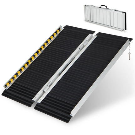 COSTWAY ratiņkrēslu rampa 91 cm, saliekama, pārnēsājama un neslīdoša rampa ar celtspēju līdz 272 kg, alumīnija piekļuves rampa, sliekšņa rampa ratiņkrēslu kāpņu durvīm (91 x 74 cm)
