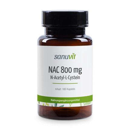 Sanuvit® - NAC | 180 kapsulas | Augsta deva | N-acetil-L-cisteīns ​​| Augsta biopieejamība un panesamība | Vegāns | Ražots Austrijā (180 gabali, 800 mg)