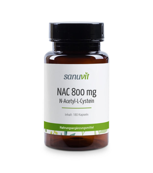 Sanuvit® - NAC | 180 kapsulas | Augsta deva | N-acetil-L-cisteīns ​​| Augsta biopieejamība un panesamība | Vegāns | Ražots Austrijā (180 gabali, 800 mg)