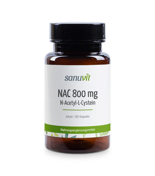 Sanuvit® - NAC | 180 kapsulas | Augsta deva | N-acetil-L-cisteīns ​​| Augsta biopieejamība un panesamība | Vegāns | Ražots Austrijā (180 gabali, 800 mg)