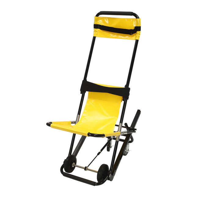 ROGONPDK manuāli paceļams kāpņu krēsls, daudzfunkcionāls kāpņu krēsls, rāpojošs kāpņu krēsls, pārnēsājams, salokāms kāpņu nestuves, paceļams kāpņu krēsls, pārnēsājams medicīniskā transporta krēsls, dzeltens, melns, 90 x 54 x 156 cm