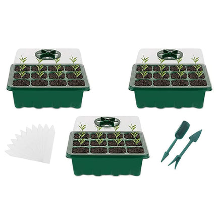 Iekštelpu siltumnīcas audzēšanas kaste, 3 diedzēšanas paplātes ar vāku, mini siltumnīcas audzēšanas komplekts, stādu sākuma paplātes, siltumnīcas audzēšanas paplāte, ar 2 dārza instrumentiem, 10 zaļas augu cilnes