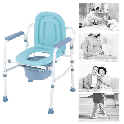 Tualetes krēsls Salokāms tualetes pods Ergonomisks sēdeklis ar roku balstiem Dušas krēsls ar spaini Naktsskapītis Tualetes krēsls ar tualetes poda roku un neslīdošu kāju pamatni, ideāli piemērots vecāka gadagājuma cilvēkiem ar invaliditāti