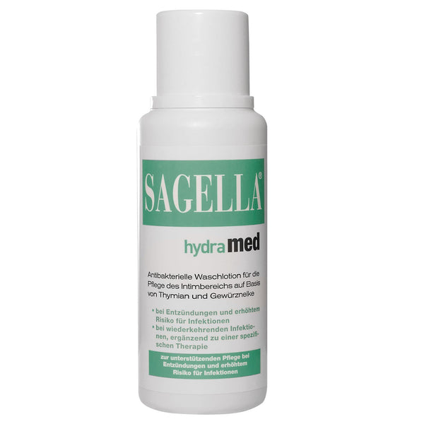 SAGELLA hydramed: Antibakteriāls mazgāšanas losjons intīmajai zonai, intīmai kopšanai iekaisuma un paaugstināta infekcijas riska gadījumā, 250 ml