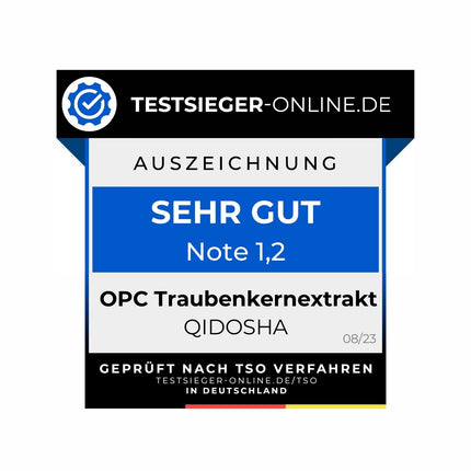 QIDOSHA® Premium OPC vīnogu kauliņu ekstrakts ar augstu devu I TESTA UZVARĒTĀJS 08/2023* I 240 kapsulas burciņā I Vīnogu kauliņu ekstrakta kapsulas ar augstu devu ar 60% tīra OPC I Vegāns