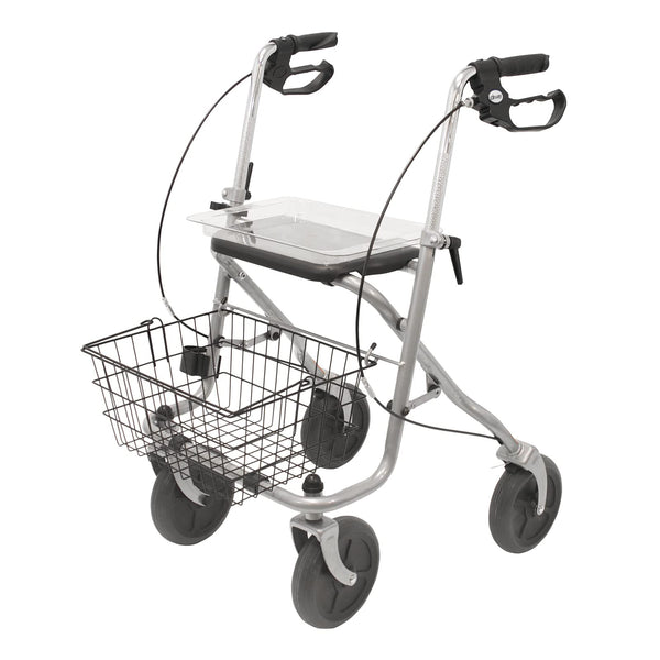 Drive Medical WA015 Migo rollators, izgatavots no tērauda, ​​4 riteņi, ar uzglabāšanas vietu, sudrabkrāsas