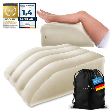Ergonomisks ķīļveida spilvens gulēšanai, piepūšams ortopēdisks kāju pacēlums kāju un muguras sāpju mazināšanai, kāju atbalsta spilvens ceļgalam, pēdai un potītei pēc operācijas (bēšs)