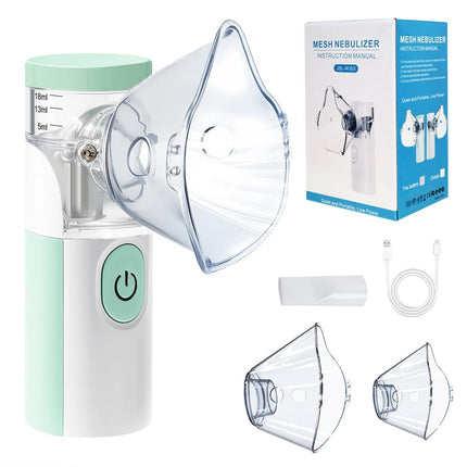 Nebulizatora aparāts pieaugušajiem, uzlādējami portatīvie nebulizatori pieaugušajiem un bērniem, kluss nebulizators bērniem (zaļš un balts)