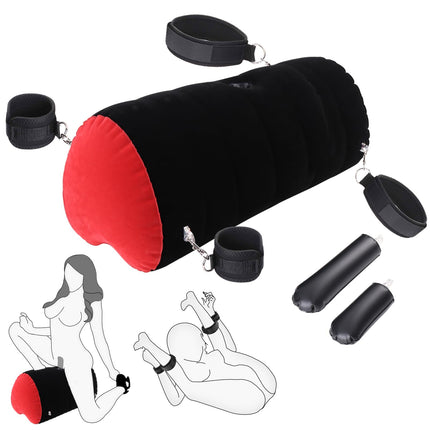 Seksa pozu spilvens, dildo turētājs ar regulējamām plaukstas un augšstilbu fiksācijām, seksa verdzības komplekts, guļamistabas seksa mēbeles – seksa ķermeņa pozicionētājs pāriem (sarkans-melns)