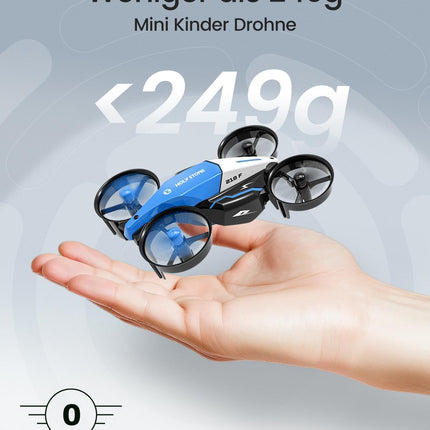 Holy Stone HS210F mini drons bērniem, 2 vienā tālvadības kvadrokopters ar nolaišanās režīmu un lidojuma režīmu, vienas atslēgas iedarbināšana, augstuma noturēšana, 3D pagriezieni, bezgalvas režīms, rotaļu dāvanas zēniem, C0 (zils)