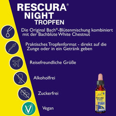 Oriģinālie Bach RESCURA NIGHT pilieni bezalkoholiskie: (agrāk Rescue) Baha ziedu maisījums + baltais kastaņaugs, 20ml