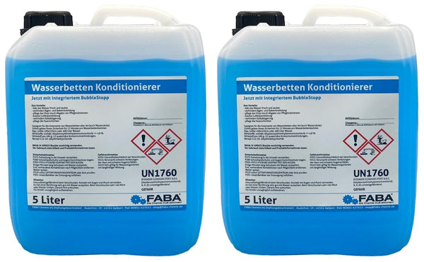 FABA ūdens gultas kondicionieris ūdens gultas kondicionieris ar burbuļu slāpētāju, 2 x 5 litri
