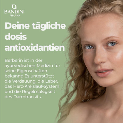 Bandini® Berberīns 1040 mg tīrs, augsta deva | 180 vegānas kapsulas | Tīrs berberīna HCl no Berberis Aristata 97% + hroms un melnie pipari | Maksimālā absorbcija | Gremošana, aknas, zarnu darbība