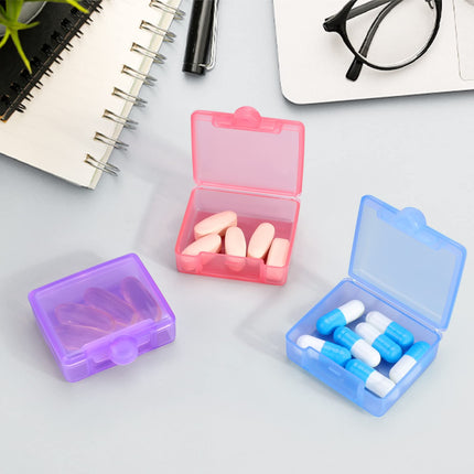 Opret 3 tablešu iepakojuma kaste, tablešu konteiners lietošanai ceļā, mazs pārnēsājams tablešu kaste, mazs tablešu konteiners vitamīniem, zivju eļļai un tabletēm (zili violeti rozā)