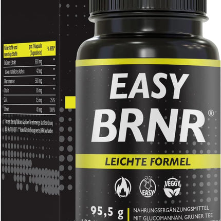 BRNR EASY BRNR Light Formula 5-in-1, vielmaiņas ārstēšana ar holīnu, asins cukura līmeņa formula ar hromu, šķiedrvielām, glikomanānu, zaļās tējas ekstraktu, 120 kapsulas