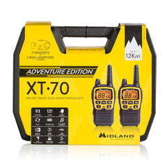 Midland XT70 Adventure PMR rāciju maciņu komplekts, 2 rācijas ar darbības rādiusu līdz 12 km, ar LCD displeju un micro-USB uzlādes ligzdu, bērniem un lietošanai ārpus telpām