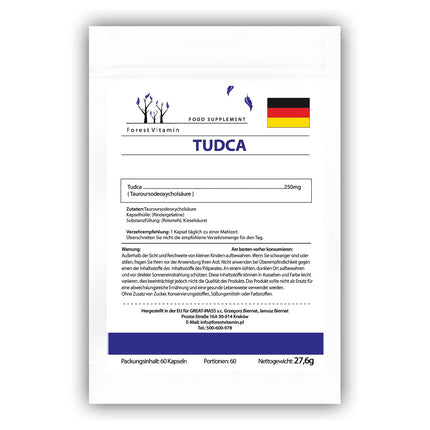 TUDCA - Meža vitamīns TUDCA 250 mg kapsulas - Tauroursodeoksiholskābe - Super aknu atbalsts - Veselība un skaistums (60)