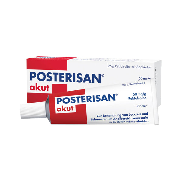 Posterisan acute 50 mg/g rektālā ziede ar aplikatoru: Ātra sāpju un stipras niezes mazināšana, 25 g