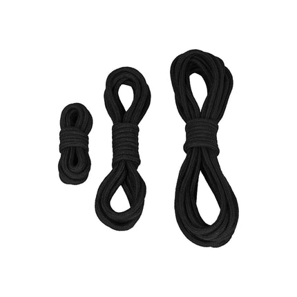 EIS bondage virvju komplekts, 3 daļas | BDSM bondage virves pāriem | 3,5 m un 10 m garumi | Izturīgas un mīkstas verdzības virves jutekliskām verdzības spēlēm un erotiskiem piedzīvojumiem | Melns