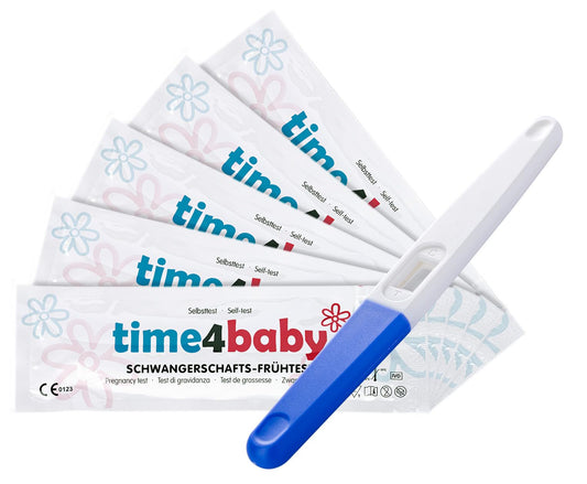 5 x Time4Baby grūtniecības testi starp menstruācijām | Agrīna grūtniecības pārbaude | Agrīna grūtniecības pārbaude | Pārbaude 6 dienas pirms aizkavētajām menstruācijām