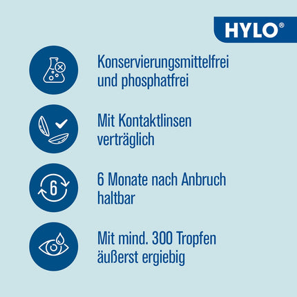 HYLO GEL acu pilieni sausām acīm, ilgstošas ​​iedarbības, ar hialuronskābi, dubultiepakojumā 2x10 ml