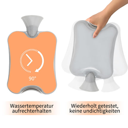 OBSGUMU karstā ūdens pudele ar vāku – 2L necaurlaidīga karstā ūdens pudele liela ar ķengura kabatu, mīkstas, pūkainas karstā ūdens pudeles, mīļa gultas pudele, karstā ūdens pudele bērniem un pieaugušajiem (zila)