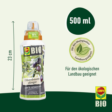 COMPO BIO olīvkoku mēslojums – olīvkoku mēslojums ar 100% dabīgām sastāvdaļām – īpašs šķidrais mēslojums – 500 ml, nav piemērojams