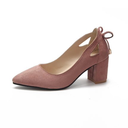 Sieviešu modes augstpapēžu kurpes, liela izmēra, smaila purngala, āda, bantīte, apavi, kvadrātveida papēdis, ballītei, vakarkleitai, banketam, apavi, šiki un eleganti, rozā, 43 EU