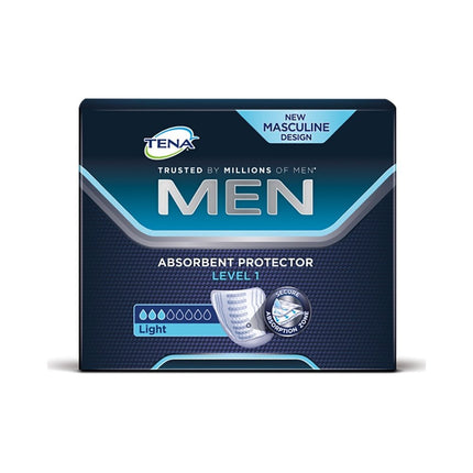 Tena Men 1. līmeņa urīna nesaturēšanas ieliktņi vīriešiem ar vieglu urīnpūšļa vājumu/nesaturēšanu, pielāgoti vīriešu anatomijai - izdevīgs iepakojums (96 higiēnas ieliktņi)