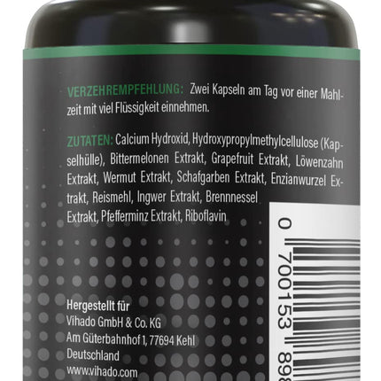 BRNR BITTER BRNR rūgtās formulas un vielmaiņas komplekss ar B2 vitamīnu, gremošanas enzīmiem ar kalciju, alternatīva rūgtajiem pilieniem, 120 kapsulas