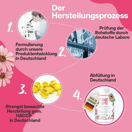 Peru pieniņs ​​1500 mg - IMŪNSISTĒMAS LĪNIJA - ar 1500 mg, no kuriem 60 mg 10-HDA - 120 kapsulas - augsta deva - 100% vegāns - ražots un laboratorijā pārbaudīts Vācijā | MIOSAN® CLUB – ekskluzīva labsajūta
