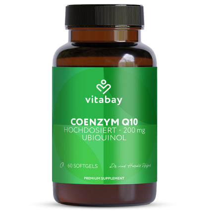 Vitabay koenzīms Q10 ubikinols 200 mg kapsulas augsta deva - 60 kapsulas ubikinols laboratoriski pārbaudīts un bez nevēlamām piedevām - dabīgs Q10