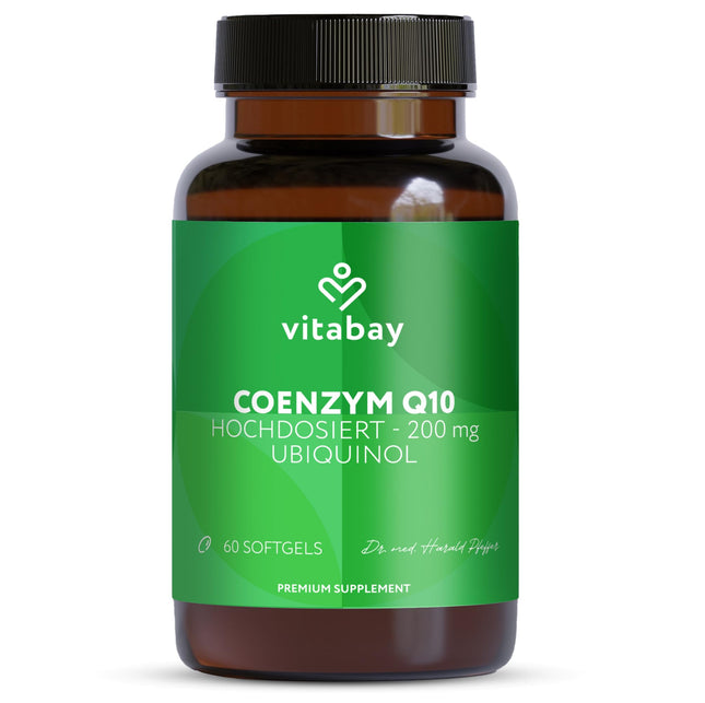 Vitabay koenzīms Q10 ubikinols 200 mg kapsulas augsta deva - 60 kapsulas ubikinols laboratoriski pārbaudīts un bez nevēlamām piedevām - dabīgs Q10