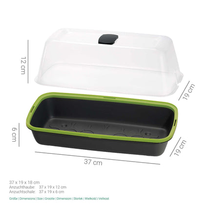 Romberg BoQube M | Iekštelpu siltumnīca ar ventilāciju | Ielešanas atvere | optimāls mikroklimats un vieta 18 uzbriestošām tabletēm | 37 x 19 x 18 cm | antracīts