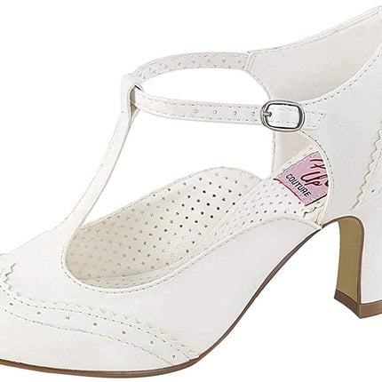 Pleaser sieviešu Flapper 26 T-veida stienis - balts (balts poliuretāns) - 40 EU (7 UK)