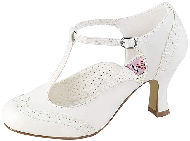 Pleaser sieviešu Flapper 26 T-veida stienis - balts (balts poliuretāns) - 40 EU (7 UK)