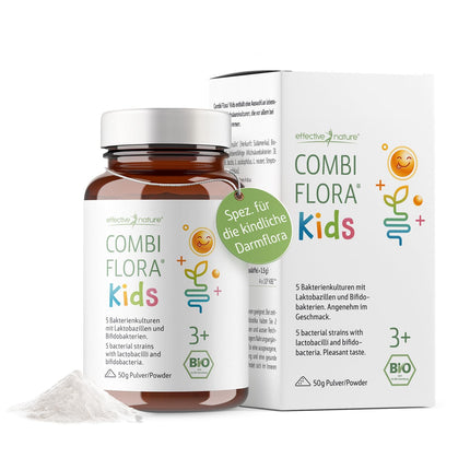 Combi Flora Kids Organic - 50 g - Ar Bifidobacterium un Lactobacillus bērniem - Pulveris ar mērkaroti - Ar 5 baktēriju celmiem bērniem no 3 gadu vecuma