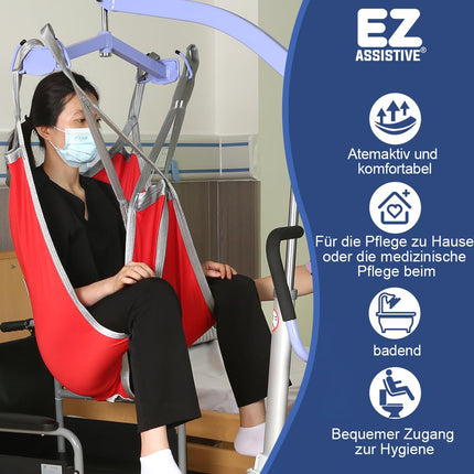 EZ Assistive pacientu pacelšanas siksna, dalīta kāju tualetes siksna, U-veida pārvietošanas siksna, celtspēja 500 mārciņas (liela)