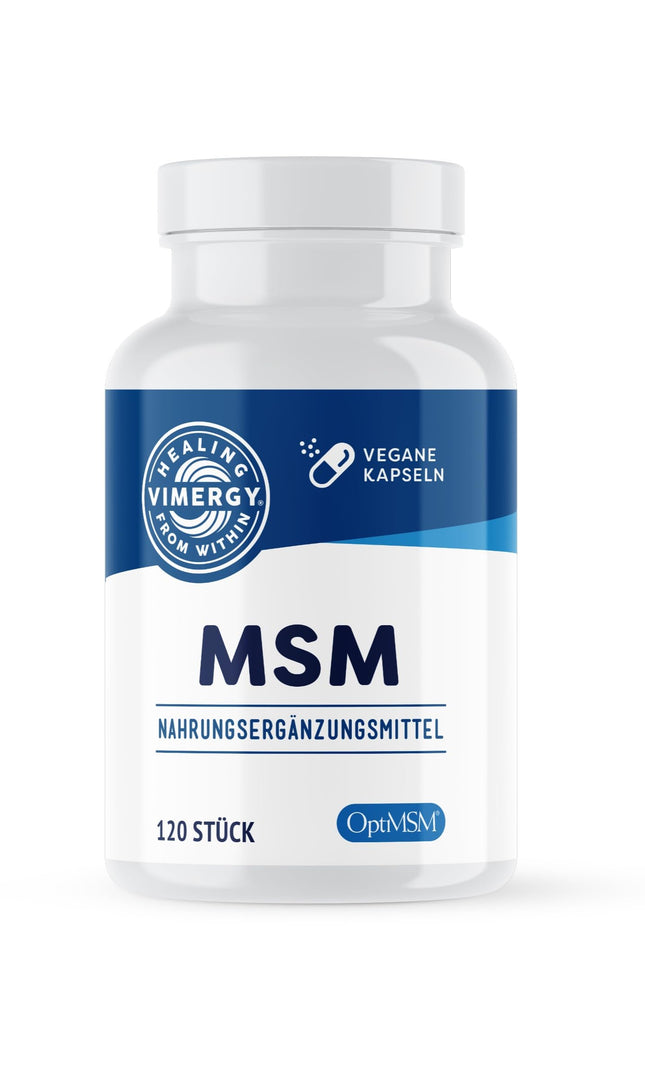 Vimergy MSM 500 mg kapsulas – MSM kapsulas ar kalciju un silīcija dioksīdu – vegānas kapsulas bez želatīna – bez ĢMO un glutēna, bez želatīna, košers (120 kapsulas)
