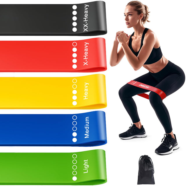 Fitnesa lentu komplekts, 5 gab., pretestības lentes ar 5 pretestības līmeņiem, dabīgā lateksa pretestības lentes, vingrošanas lentes muskuļu veidošanai, Pilates, jogai un fitnesam