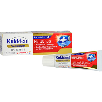 Kukident Professional līmējošais krēms - līmējoša aizsardzība protēzēm, īpaši spēcīga fiksācija - ātra, ilgstoša iedarbība - 1 x 40 g
