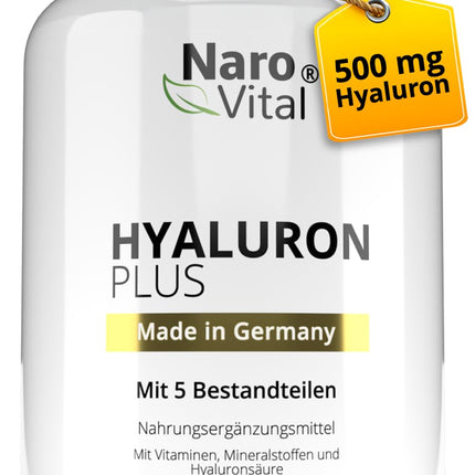 Hialuronskābes kapsulas | Augsta deva ar 500 mg hialuronskābes katrā vegāniskajā kapsulā | Molekulmasa 500–700 kDa | 90 kapsulas (3 mēneši) | Atbalsts ādai, locītavām un novecošanās novēršanai