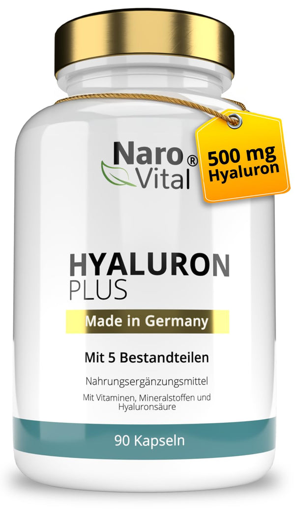 Hialuronskābes kapsulas | Augsta deva ar 500 mg hialuronskābes katrā vegāniskajā kapsulā | Molekulmasa 500–700 kDa | 90 kapsulas (3 mēneši) | Atbalsts ādai, locītavām un novecošanās novēršanai