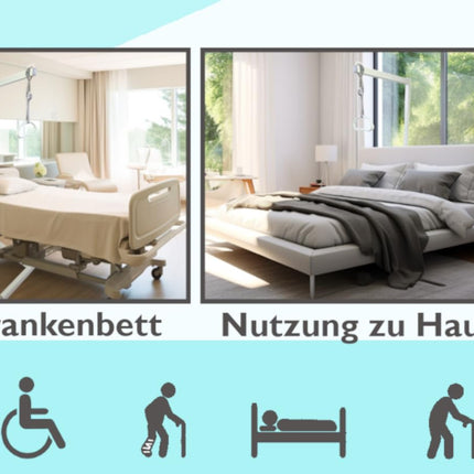 FabaCare gultas pacēlājs ar trapeces rokturi, mobilais stāvēšanas palīglīdzeklis, gultas pacelšanas palīglīdzeklis, regulējams roktura augstums, gultas rokturis, gultas pacēlājs līdz 100 kg
