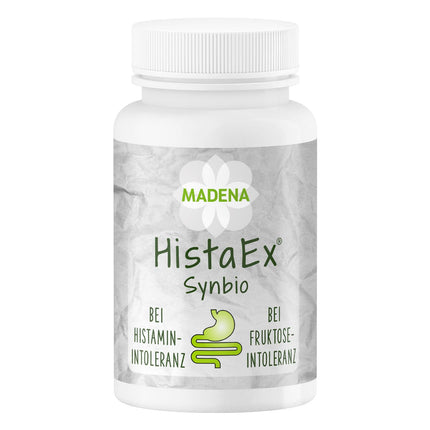 MADENA HistaEx Synbio – pienskābes baktērijas un bifidobaktērijas histamīna nepanesības un fruktozes nepanesības ārstēšanai – 60 kapsulas + 2 šķīstošās šķiedrvielas, dienas deva 20 miljardi baktēriju