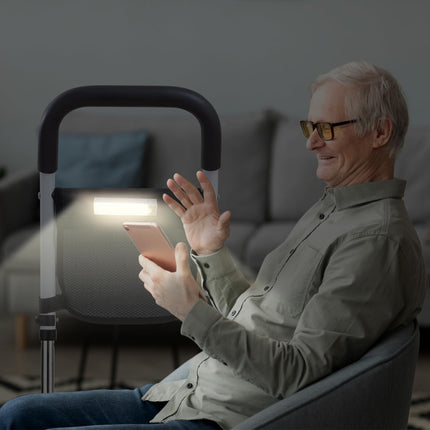 Stehhilfe für ältere Erwachsene, Gehhilfe für Senioren, Aufstehhilfe Bett Aufstehhilfe Toilette Aufstehhilfe Sofa für Senioren, Höhenverstellbar, Aufstehhilfen mit Bewegungslicht, Belastbar 136 kg