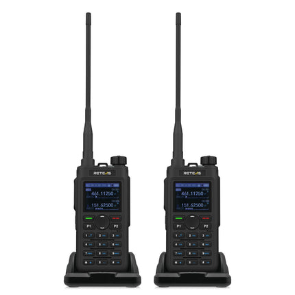 Retevis C62 rācija ar divu joslu savienojumu, liela darbības rādiusa radioamatieru divvirzienu radio, 2000 mAh uzlādējama rācija pieaugušajiem, pārgājieniem/medībām/kempingam (melna, 2 iepakojumā)