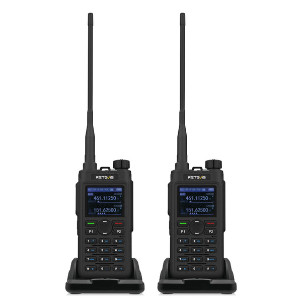 Retevis C62 rācija ar divu joslu savienojumu, liela darbības rādiusa radioamatieru divvirzienu radio, 2000 mAh uzlādējama rācija pieaugušajiem, pārgājieniem/medībām/kempingam (melna, 2 iepakojumā)